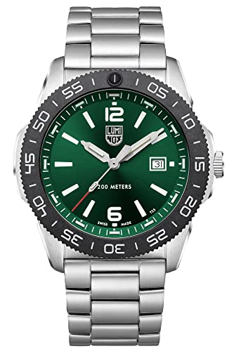 Luminox - Pacific Diver XS.3137 - Mens Watch 44mm - Dive Watch in Silver/Green Date Function - 200m Water Resistant - Sapphire Glass - Mens Watches - Made in Switzerland