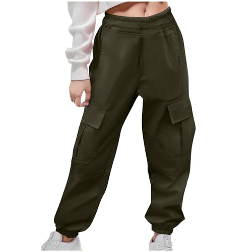 Kids Cargo Joggers Girls Boys Stretch Active Pants High Waisted Casual Baggy Elastic Bottom Sweatpants with Pockets3