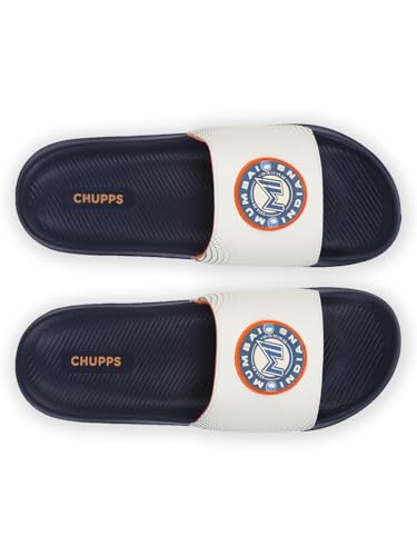 Image of CHUPPS Mi Ace Orange Navy Drift Orthopedic Slippers | Soft Footpharma Footbed | Breathable Ventilation Holes | Lightweight Flip Flops | Anti-Skid Chappals for Everyday For Mens