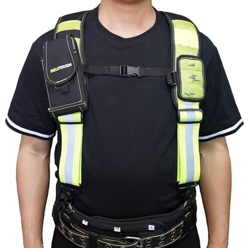 Image of MELOTOUGH Magnetic Tool Belt Suspenders with Magnetic WristBand for Work Belt Padded Suspenders Constrcution