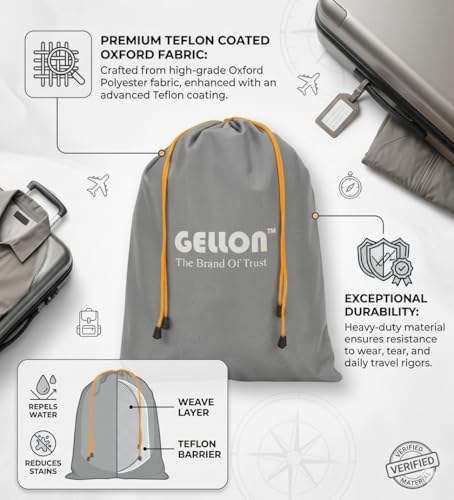 Image of Gellon Water Proof in Umbrella Cloth Shoes Bag for Travel & Storage Travel Organizer for Women & Men Travel Accessories Shoes Cover Pouch for Travel Essentials (Dark Gray, Pack of 1)