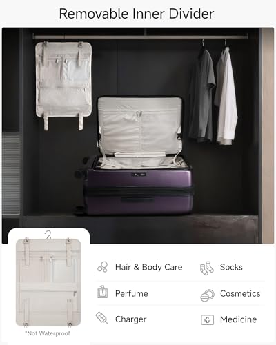 Image of Carry On Luggage 22x14x9 Airline Approved, FLO-Core Expandable Polycarbonate Hard Shell Suitcase with Front Pocket, Purple, 28 Inch, Checked Luggage