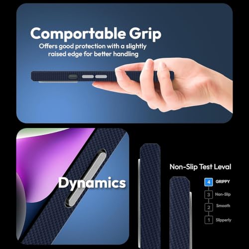 Image of iPhone 14 Case | Frosted Silicone with Metal Ring Camera & Button Protection | Slim & Shockproof | Matte Grip iPhone 14 Cover - Navy Blue