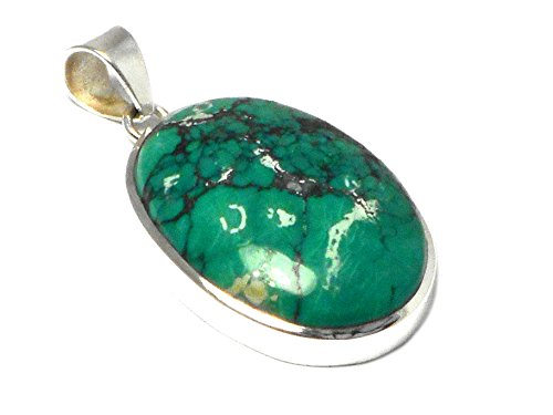 Pendentif tibétain turquoise argent 925, bijou ethnique homme femme TTPT0807166