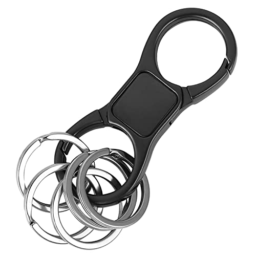 Yolev Schlüsselanhänger Karabiner Schlüsselanhänge Schnellverschluss Feder Schlüsselbund mit 4 Schlüssel Anhänger Schlüsselringen Robuster Keychain Schlüssel Karabiner Herren Geschenk Papa Schwarz