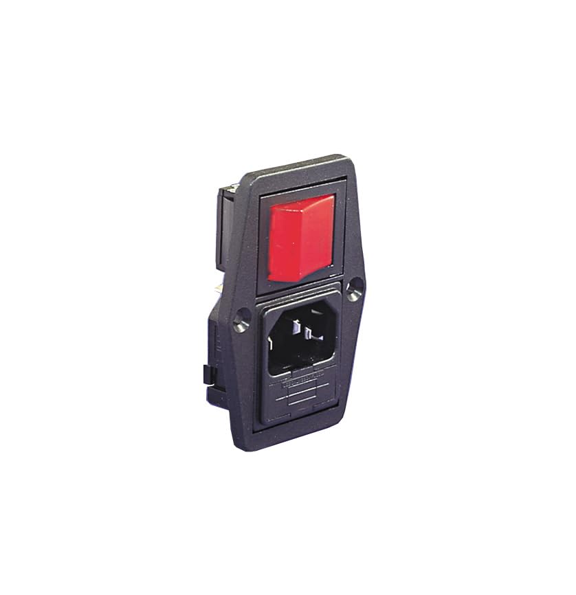 Bulgin, BVB15/Z0000/77, Vertical Power Entry Module 72.3mm Side Fixing Flange Mount C14 Cold Condition Inlet Integral Twin Fused (PF0033) 6.3mm Marked I/O Green (8 Item/s)
