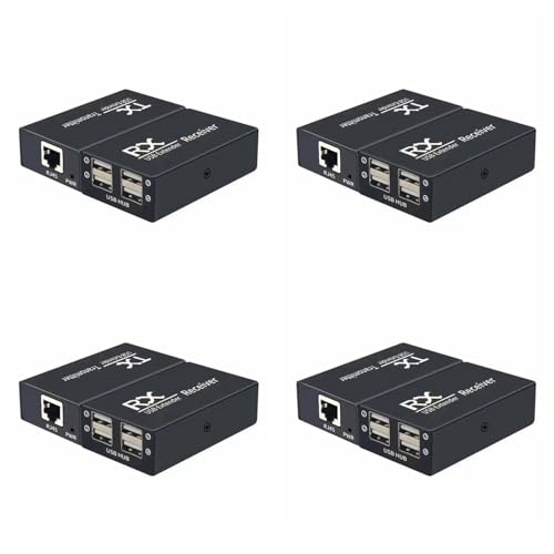 Extensor USB 120M por RJ45 con concentrador de 4 puertos y enchufe UE