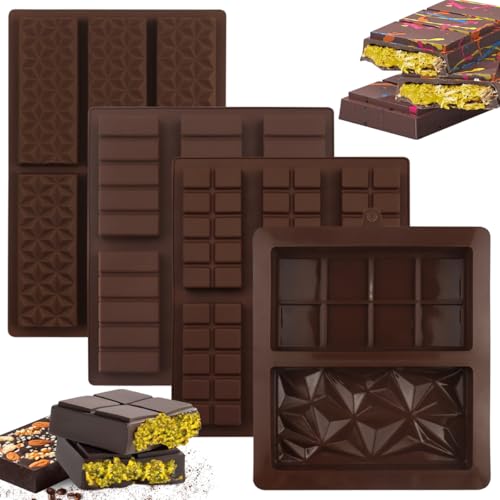 Moldes de silicona para chocolate, antiadherente, molde de chocolate, molde de silicona para manualidades, chocolate, bombones, caramelos (4 unidades)