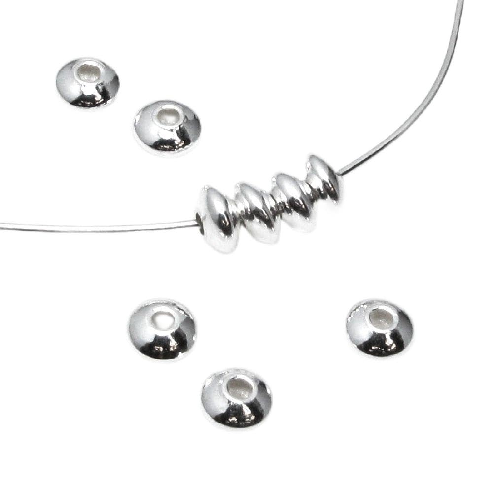 50 Stück .925 Sterling Silber Untertassen Nahtlose Perlen Spacer (3,5 mm) / Findings / Hell