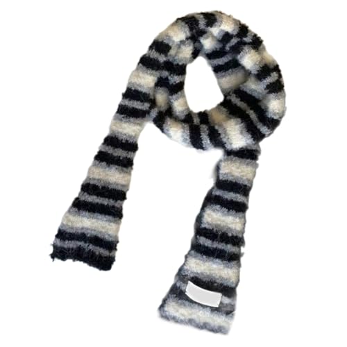 Women Skinny Scarf Knit Thin Knit Belt Long Tie Scarf Bag Handle Wrap Choker Elegant Striped Scarf Decoration