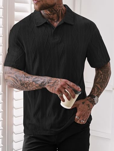 Camisa Polo para Hombre Herberton Texturizada de Punto, Ajuste Suelto, Casual, Manga Corta, Verano (Tallas S a XXL) miniatura 5