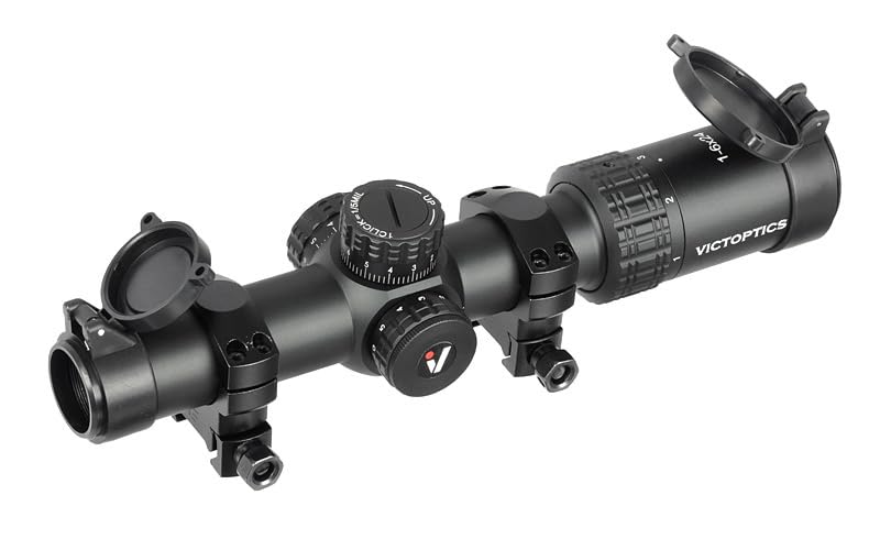 Vict Optics OPSL22 S6 Visor Óptico, 1-6x24, Tubo 30mm, Retícula Vi-CTSIX Iluminada, Negro. Exclusivo para Airsoft. Anillas para Rail Picatinny 20 mm