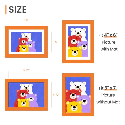 Image of upsimples 5x7 Picture Frame, Display Pictures 4x6 with Mat or 5 x 7 Without, Wall Hanging Photo Frames, Orange, 1 Pack