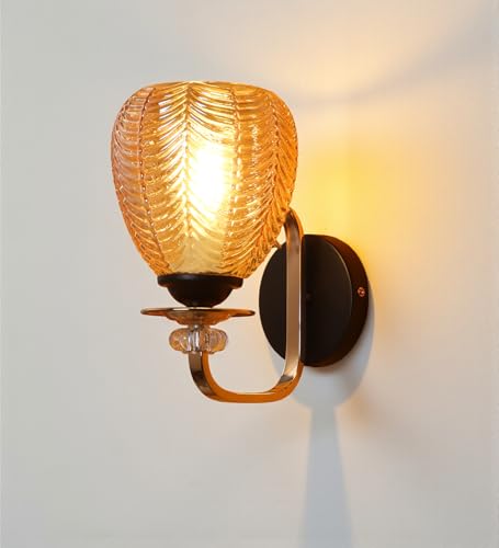 Image of ELAINTE Premium Wall Light | | Elegant Glass Wall Lamp for Living Room & Hallway | 3 Years Warranty | Free Bulb (Twin-Single)