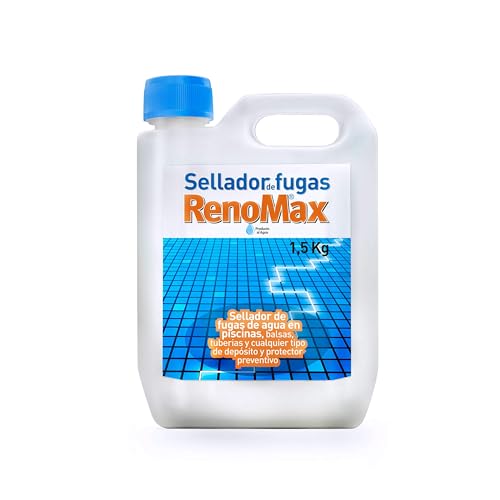 Renomax - Sellador Fugas Piscina, Balsas y Tuberías | Sellador Fugas Agua | Impermeabilizante Transparente, Reparación Rápida y Duradera | Fácil de Aplicar, Seguro y Eficaz | 1,5kg