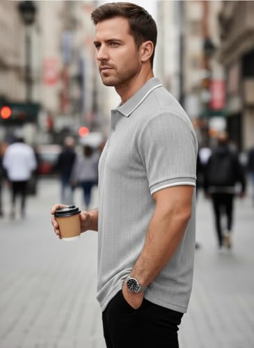 Image of Mack Jonney Men's Premium Jacquard Polo T-Shirt | Short Sleeve Soft Knit Fabric | Stylish Casual & Smart Wear Polo-M6907