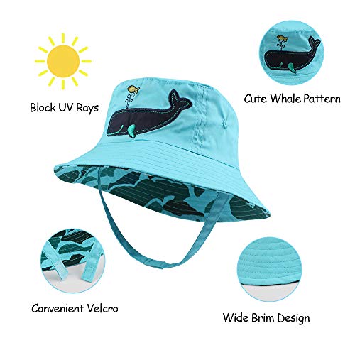 Xiaohawang Baby Boy Bucket Toddler Kids Sun Hat Upf 50+ Wide Brim Outdoor Beach Caps Play Hat (Whale, L(2-4 Years)) #TOP2