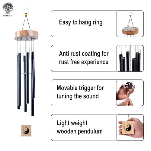 Image of Wind Chime | Wind Chimes for Balcony | Wind Chimes for Home Positive Energy (Black)