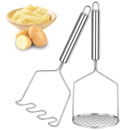 Dachiy Aplastador De Patatas, 2 Piezas Machacador De Patatas De Acero Inoxidable, Profesionales Patatas Trituradas Manuales Triturador De Mano, Se puede utilizar para triturar batatas, verduras, etc.