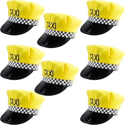 Puyawen 8 Pack Taxi Driver Hats Cab Chauffeur Caps for Man Women Halloween Cosplay Dress up Costume Accessory