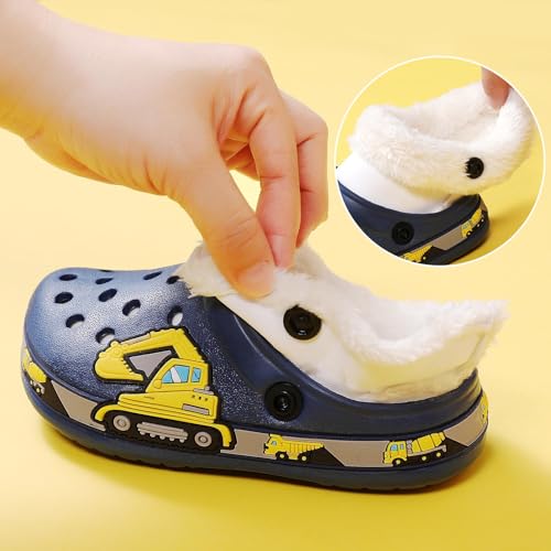 Meidiastra Kids Excavator Clogs Boys Girls Fur Lined Clogs Slippers Winter Warm Memory Foam Home Slippers Indoor Outdoor Non Slip Mules Grey32 thumb #6