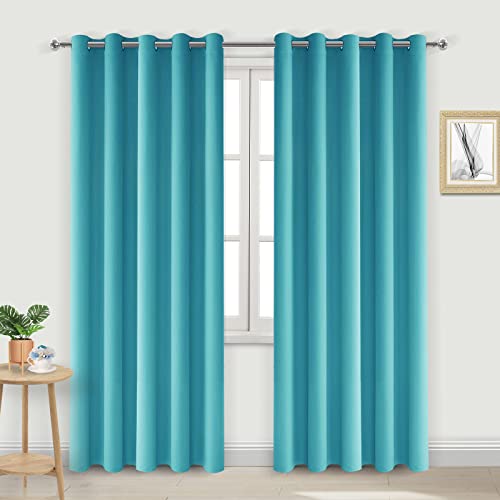 Image of DWCN Blackout Curtains 60 Inch Wide for Bedroom 60Wx84L 2 Panels Turquoise