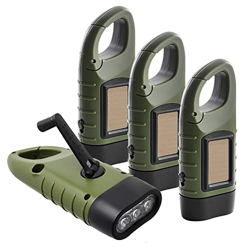 WOLAFOO 4er Pack kleine LED Taschenlampe Handkurbel Wiederaufladbare Solar...