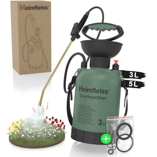 Heimfleiss® Pulverizador presion 3 litros | Pulverizador Plantas 3L | Pulverizador Jardin y Coche | Botella pulverizadora para Plantas | Botella pulverizadora | Pulverizador a presión para Plantas