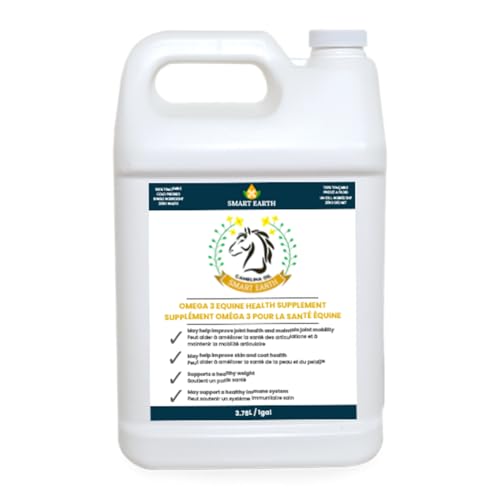 100% Pure Camelina Oil for Horses Omega 3 & Vitamin E Rich Supplement for Coat Hooves Arthritis Joints Weight Gain & Ulcers False Flaxseed Oil Made in Canada by Smart Earth 1gal.