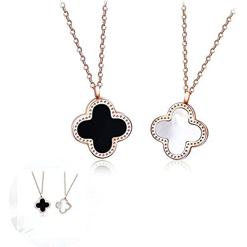 Toulifly Collier Porte-Bonheur, ​Collier trèfle à Quatre, Pendentif Or Rose en Trèfle à Quatre Collier Femme, Pendentif Acier Inoxydable trèfle à Quatre, Collier Femme Pendentif Trèfle à Quatre Cover