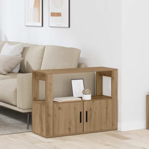 QJBSAVVA Credenza in legno di quercia, 80 x 30 x 60 cm, 2 porte, moderna, soggiorno, cucina, buffet, corridoio, mobili con scaffale e barra di maniglia, per sala da pranzo, ufficio