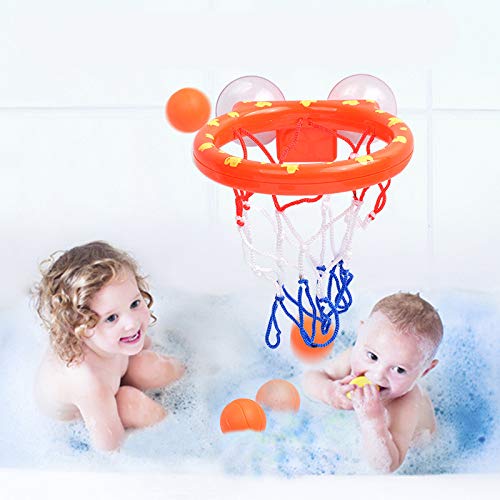 image for BAIVYLE Fun Bath Toys Basketball Hoop & Balls Playset - Bathtub Shooti