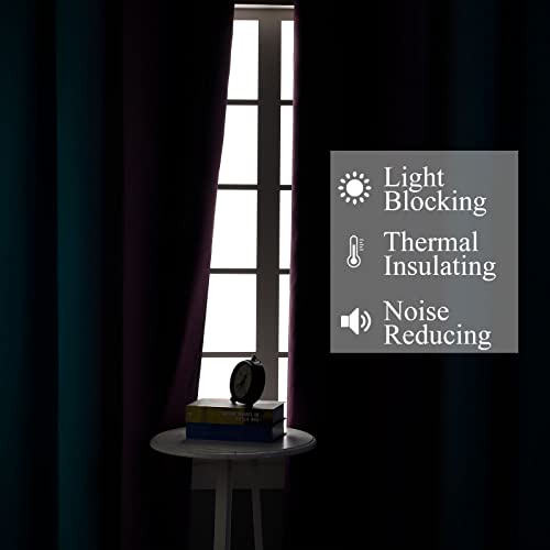 Estelar Textiler Ombre Teal and Purple Blackout Curtains 45 Inch Length 2 panels, Grommet Thermal Insulated Gradient Drapes for Kids Room, Full Light Blocking Blackout Curtains for Bedroom, 52x45 Inch