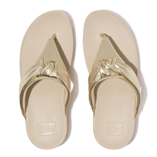 Image of FitFlop womens Lulu Padded-knot Metallic-leather Toe-post Sandals