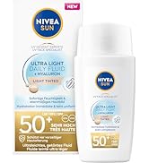 Nivea Sun tinted face care with SPF 50+, ultra-light sun cream with hyaluronic and antioxidant...