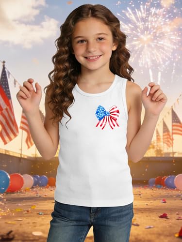 Image of Ithalt Girls 4th of July Tank Top for Kids Boys USA Patriotic Shirt American Flag Tshirt Red White and Blue Sleeveless