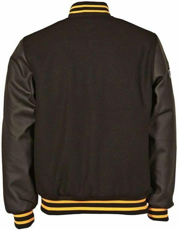 Mens Pittsburgh P Logo Baseball Varsity Pirates Black Letterman Bomber Jacket3