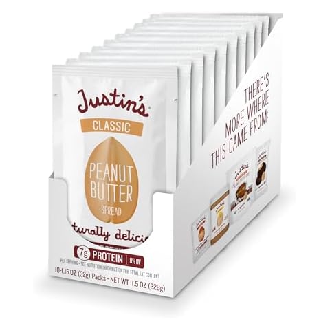JUSTIN'S Classic Gluten-Free Peanut Butter Spread Squeeze Packs, 1.15 Ounce (10 Pack) Cover