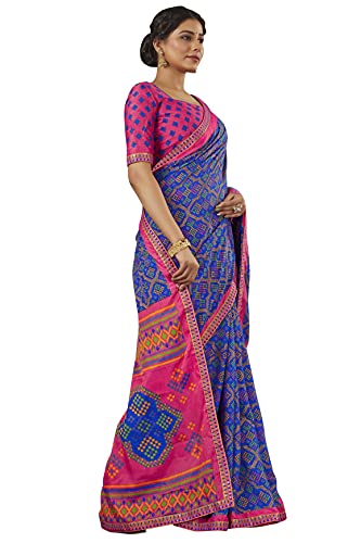 Image of Glory Sarees Women's Brasso Saree with Blouse Piece (Brasso Bandhani101Parent)