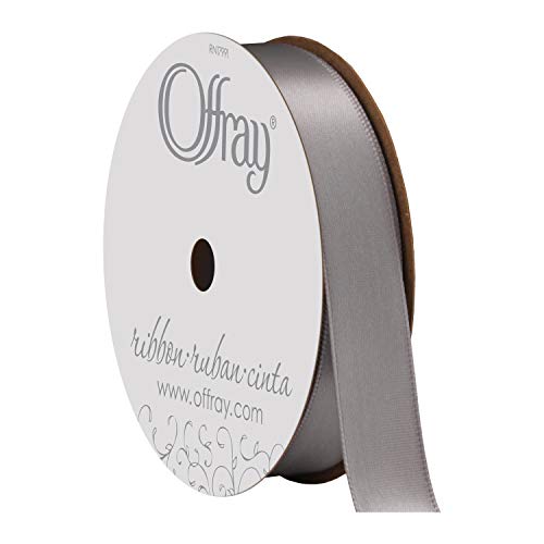 Image of Berwick Offray 961629 5 /8 inch Wide Single Face Satin Ribbon, Opal Gray, 6 Yds