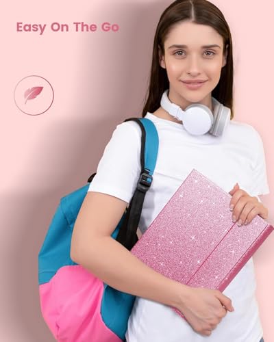 Image of typecase Folio Keyboard Case for iPad A16 (11th) & iPad 10th Gen 10.9 inch (2022), Magnetic Wireless Detachable Keyboard, 7-Color Backlight, Thin & Light, Pencil Holder -Rose Red Glitter