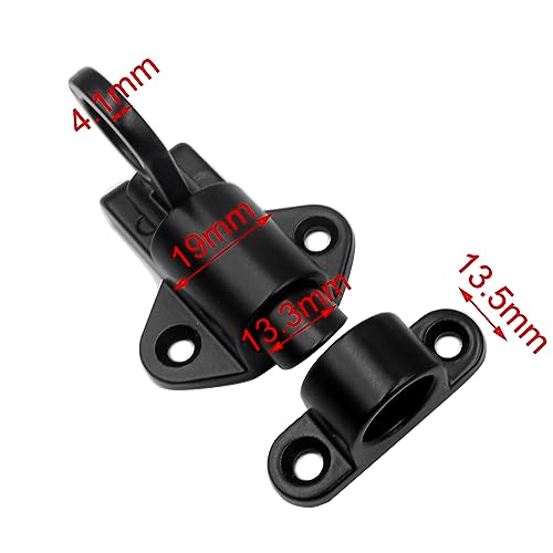 SyiXute 4 Pcs Door Spring Bolt,Aluminum Alloy Gate Latch Bounce Lock,Automatic Locking Door Latches,Door Locks with Screws for Shed Doors Gates and Outhouse Doors (Black) - Image 3