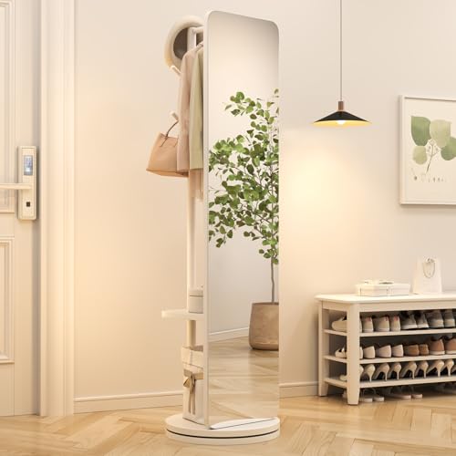 Image of AnywaysWood 70 inchx19 inchFull Length Mirror with Stand,Coat Rack with Mirror,Solid Wood Floor Mirror,Swivel Mirrorfor Bedroom, Living Room, Cloakroom