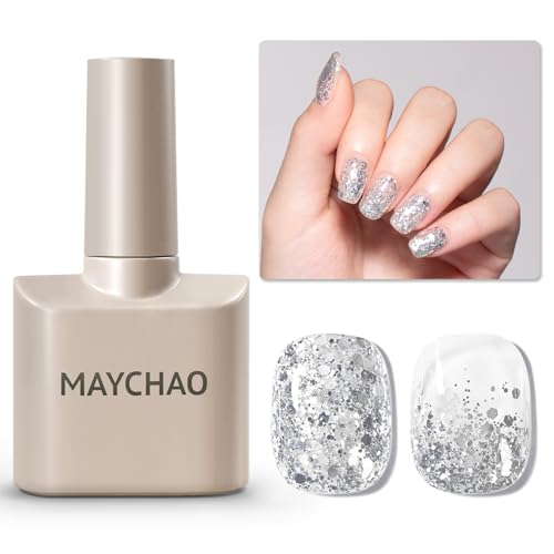 Esmalte de uñas en gel Silver Sequins 15ML MAYCHAO miniatura 1