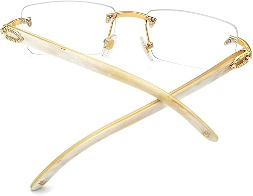 Miniatura 6 de HEPIDEM 100% Really Buffalo Horn - Lentes hechos a mano con diamantes sin montura 0015 (blanco diamante, 53), Diamante blanco