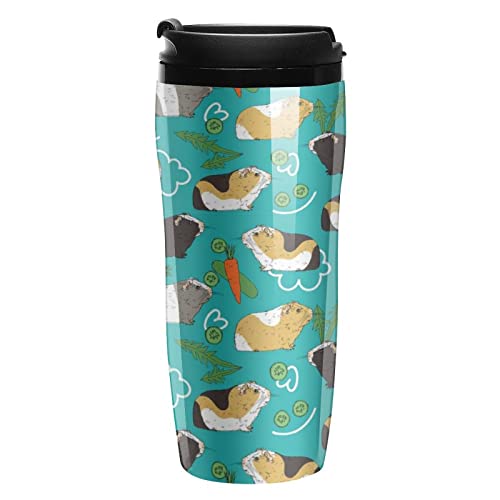 Taza de café con tapa de viaje de conejillo de indias de plástico con doble pared aislada con diseño de patrón de…