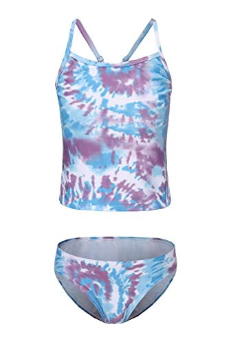 Image of Girls Two Piece Tankini Swimsuits Tie Dye Bathing Suit Kids Hawaiian Swimwear Set 3-16 Years