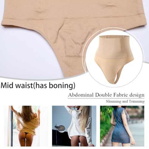 Image of Werena Tummy Control Thong Shapewear for Women Seamless Shaping Novelty Thong Panties Body Shaper Underwear