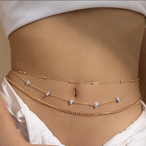 Zookey Boho Body Chains Gold Layered Cintura Cadena Piedras Cuentas Vientre Cadenas Joyas para Mujeres y Niñas Cover