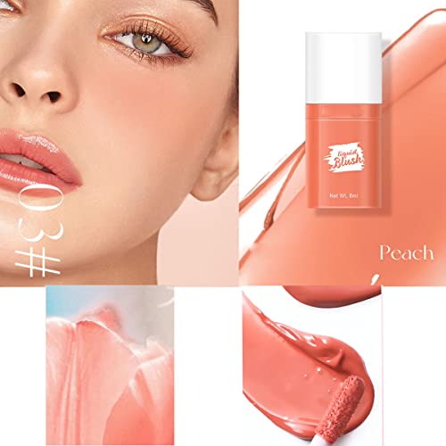 Pakivs Cream Liquid Blush,Long Lasting Waterproof Matte Liquid Blush Velvet Mousse Texture Blush Stick For Cheek Create Natural-Looking Makeup (Peach Blush) #TOP1